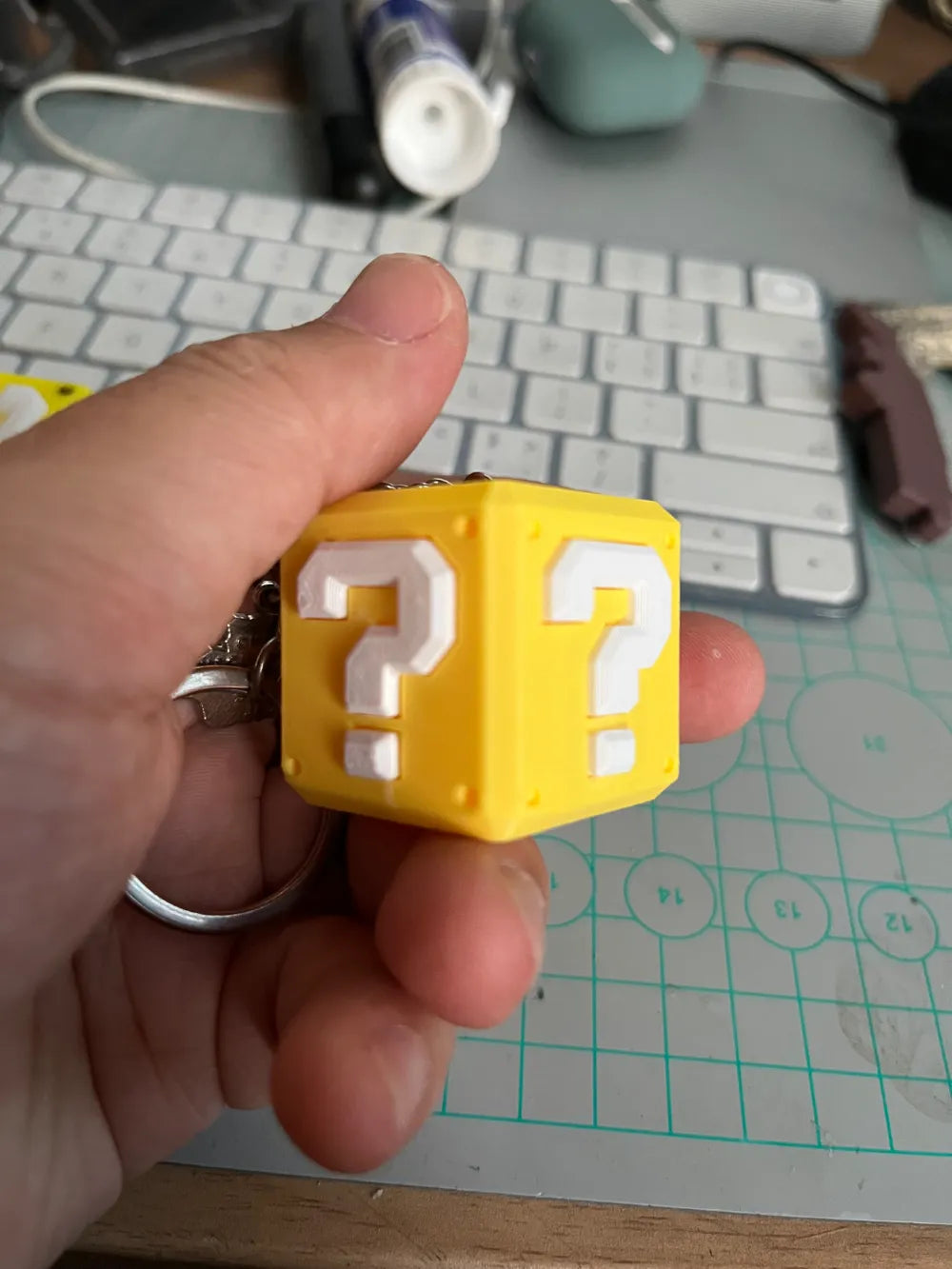 Super Mario question block keychain