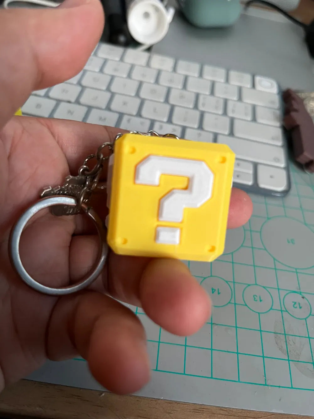 Super Mario question block keychain