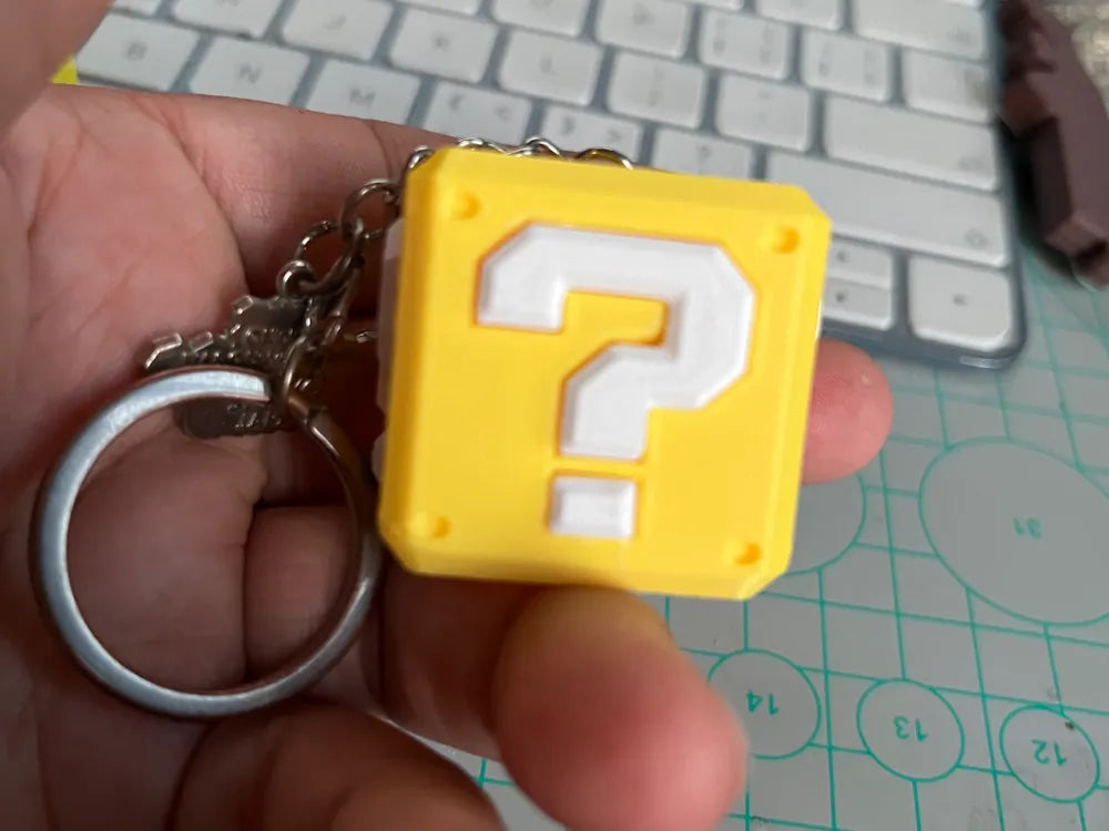 Super Mario question block keychain